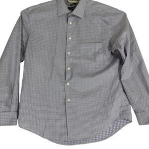 Pronto Uomo Men Shirt XL Purple White Button Up Long Sleeve No Iron Cotton FLAW